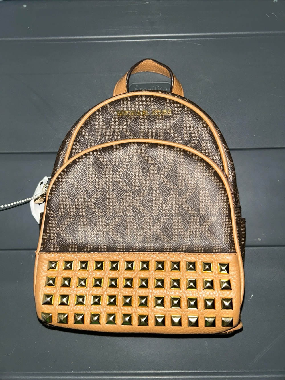NWOT Michael Kors Brown Gold Mini Studded Backpack